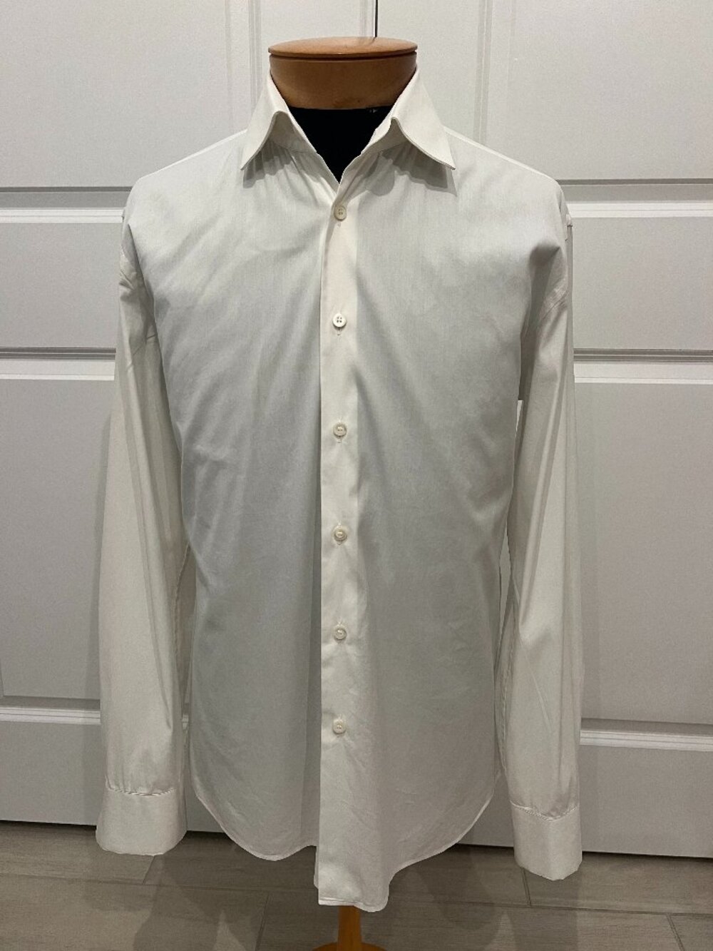 Prada Milano Luxury Cotton Button Front Italy White Dress Shirt Mens sz 39 15.5
